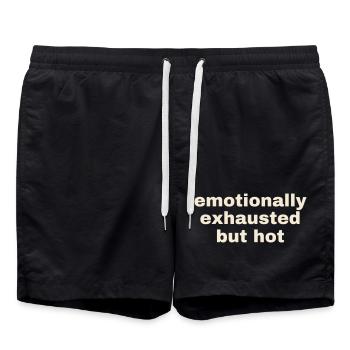 Emotionally Exhausted But Hot - Badeshorts - Schwarz - Vorne - AI Model Male 185 light (185cm)