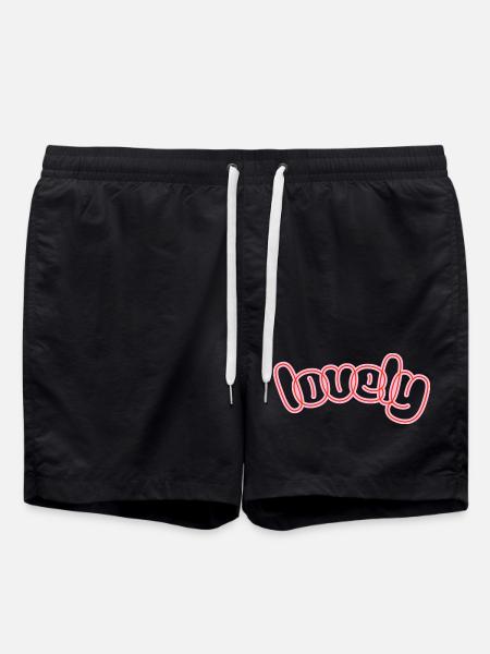 Lovely Neon Script Logo - Swim Trunks - black