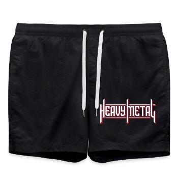 Heavy Metal Custom Typografie-Logo - Badeshorts - Schwarz - Vorne - AI Model Male 185 light (185cm)