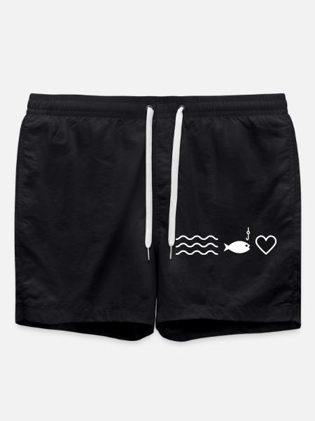 Water Fish and Heart Angler - Swim Trunks - black