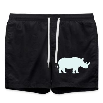 Pastel Rhino Silhouette - Swim Trunks - black - Front - AI Model Male 185 light (185cm)