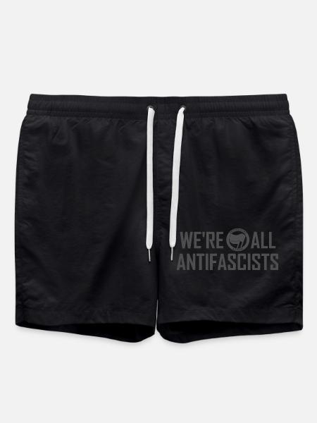 WE'RE ALL ANTIFASCISTS incognito - Swim Trunks - black