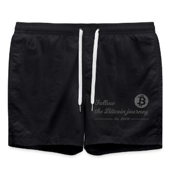 Lettrage de voyage Bitcoin - Short de bain - noir - Devant - AI Model Male 185 light (185cm)