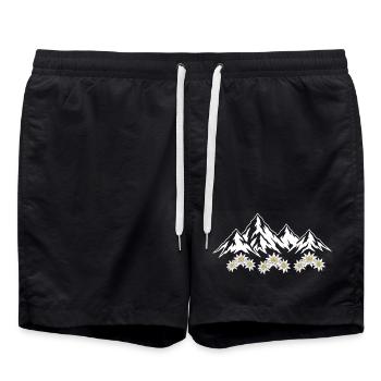 Alpen Berge mit Edelweiss Blumen Natur Landschaft - Badeshorts - Schwarz - Vorne - AI Model Male 185 light (185cm)