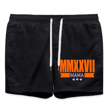 Baby verkünden 2027 - Mama - Badeshorts - Schwarz - Vorne - AI Model Male 185 light (185cm)