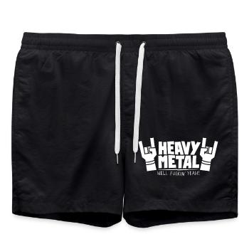 Heavy Metal Blocky Text with Finger Horns - Swim Trunks - black - Front - AI Model Male 185 light (185cm)