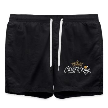 Christ is King - Krone Design - Swim Trunks - black - Front - AI Model Male 185 light (185cm)