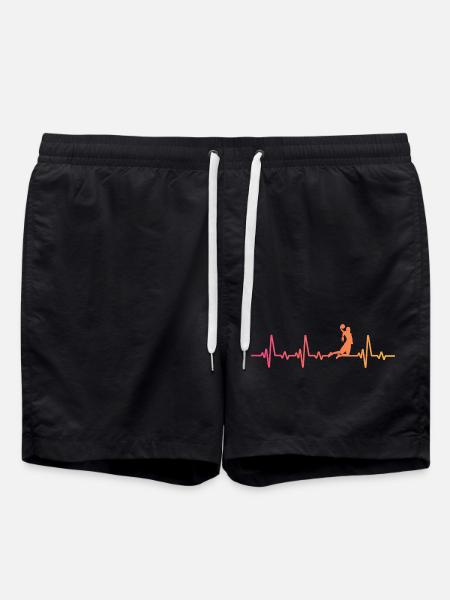 Basketball sunset heartbeat player - Swim Trunks - black