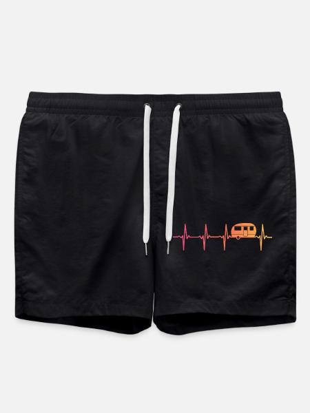 Caravan Sunset Heartbeat Camping Caravan - Swim Trunks - black