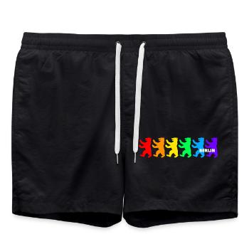 Berliner Bären / Regenbogenfarben - Badeshorts - Schwarz - Vorne - AI Model Male 185 light (185cm)