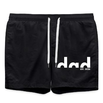 Dad Est. 2026 | Père | Fête des pères - Short de bain - noir - Devant - AI Model Male 185 light (185cm)