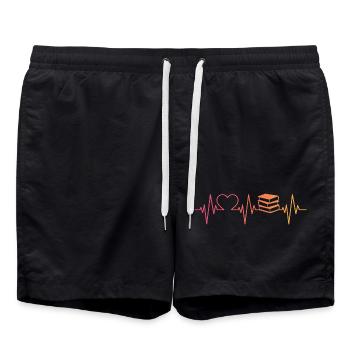 Buch Sonnenuntergang liest betrunkenen Herzschlag - Badeshorts - Schwarz - Vorne - AI Model Male 185 light (185cm)