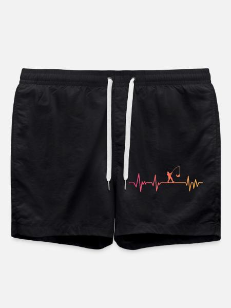 Fishing Sunset Fisherman's Heartbeat - Swim Trunks - black