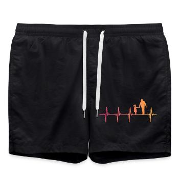 Vater und Tochter Sonnenuntergang Herzschlag Papa, Tochter - Badeshorts - Schwarz - Vorne - AI Model Male 185 light (185cm)