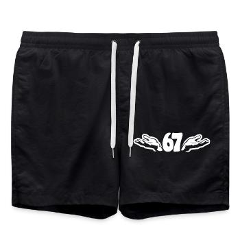 67 Six seven | Vintage Hands Logo - Swim Trunks - black - Front - AI Model Male 185 light (185cm)