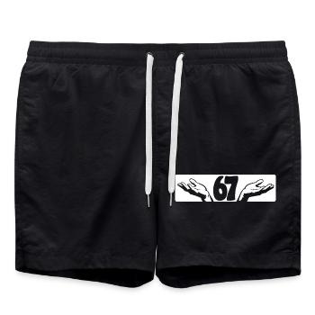 67 Six seven | Vintage Hands Logo - Swim Trunks - black - Front - AI Model Male 185 light (185cm)