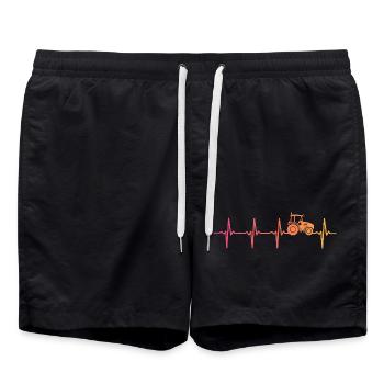 Traktor-Sonnenuntergangs-Herzschlag-Bauer - Badeshorts - Schwarz - Vorne - AI Model Male 185 light (185cm)