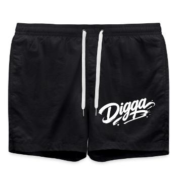 Digga | Cool Graffiti Saying | Youth word - Swim Trunks - black - Front - AI Model Male 185 light (185cm)