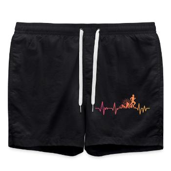 Trail running sunset heartbeat trailer - Swim Trunks - black - Front - AI Model Male 185 light (185cm)