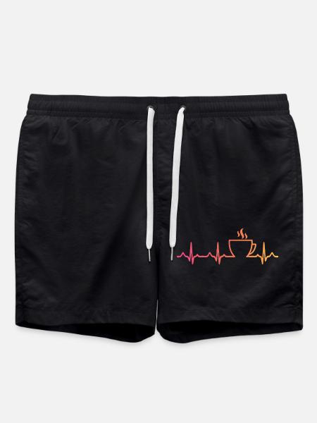 Sunset Coffee, Heartbeat, Coffee - Swim Trunks - black
