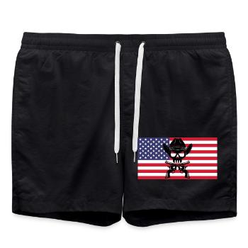 Crâne de cowboy et drapeau américain - Short de bain - noir - Devant - AI Model Male 185 light (185cm)