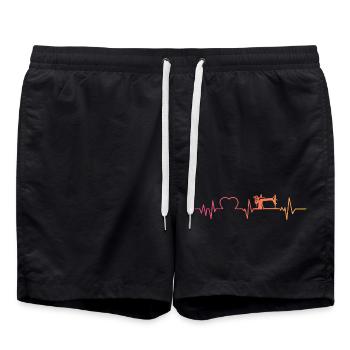 Sewing machine sunset heartbeat sewing - Swim Trunks - black - Front - AI Model Male 185 light (185cm)