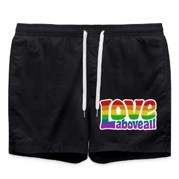 Love Above All | Rainbow Pride Design - Swim Trunks - black - Front - AI Model Male 185 light (185cm)