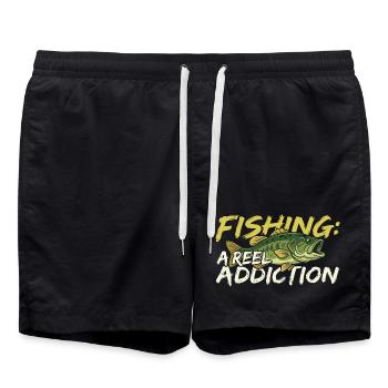 Fishing is a real addiction - Swim Trunks - black - Front - AI Model Male 185 light (185cm)