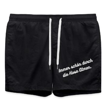 HN Durch die Hose Atmen - Script - Badeshorts - Schwarz - Vorne - AI Model Male 185 light (185cm)