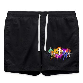 Battements de cœur du football féminin - Short de bain - noir - Devant - AI Model Male 185 light (185cm)