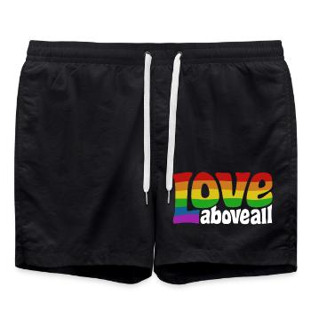 Love Above All | Rainbow Pride Design - Swim Trunks - black - Front - AI Model Male 185 light (185cm)