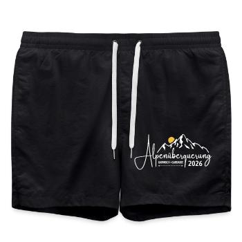 Alpenüberquerung 2026 Garmisch Gardasee Wandern - Badeshorts - Schwarz - Vorne - AI Model Male 185 light (185cm)