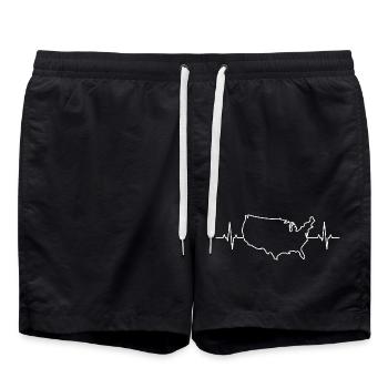 USA Map Heartbeat - Short de bain - noir - Devant - AI Model Male 185 light (185cm)
