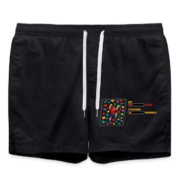 8-Bit Bouldering: Pixel Art Climbing Retro Design - Swim Trunks - black - Front - AI Model Male 185 light (185cm)