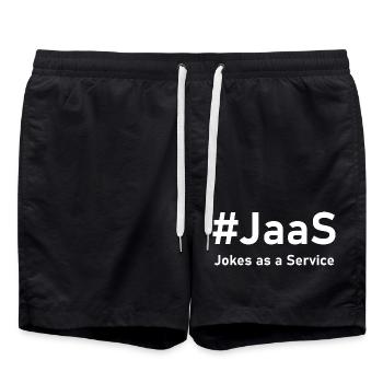 JaaS – Jokes as a Service | Funny IT saying - Swim Trunks - black - Front - AI Model Male 185 light (185cm)