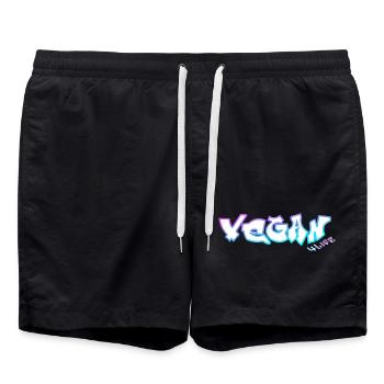 vegan4life cyan-lila - Badeshorts - Schwarz - Vorne - AI Model Male 185 light (185cm)