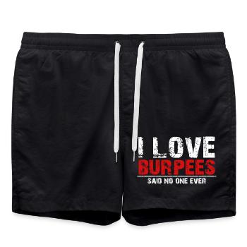 Ich liebe Burpees lustiges Fitness-Fitness-Workout-Geschenk - Badeshorts - Schwarz - Vorne - AI Model Male 185 light (185cm)