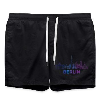 Berlin Skyline Silhouette - Badeshorts - Schwarz - Vorne - AI Model Male 185 light (185cm)