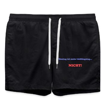 Montag NICHT – Humor mit Typografie - Badeshorts - Schwarz - Vorne - AI Model Male 185 light (185cm)