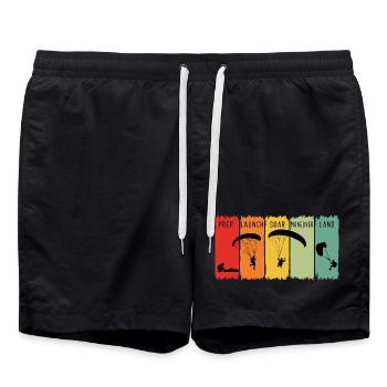 Retro-Paragliding-Schritte starten Soar Land Geschenk - Badeshorts - Schwarz - Vorne - AI Model Male 185 light (185cm)