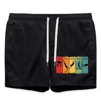 Retro Swimming Steps Start Tauchschwimm-Finish - Badeshorts - Schwarz - Vorne - AI Model Male 185 light (185cm)