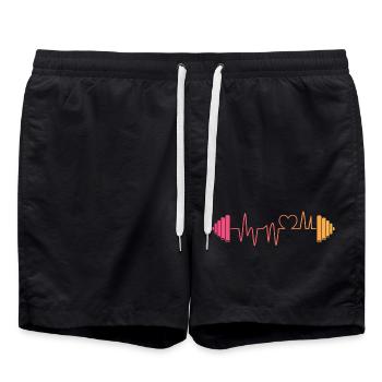 hantel herzschlag fitness bodybuilder pumpen  - Badeshorts - Schwarz - Vorne - AI Model Male 185 light (185cm)