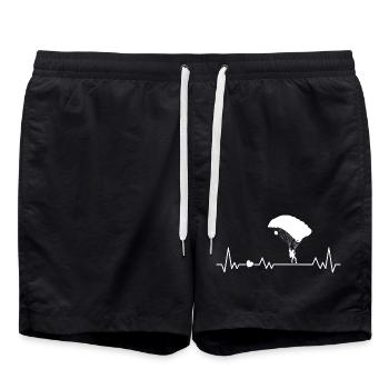 Fallschirmspringen Herzschlag Fallschirm Flugsport - Badeshorts - Schwarz - Vorne - AI Model Male 185 light (185cm)