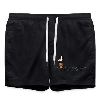 Meer reicht Möwe Wortspiel  - Badeshorts - Schwarz - Vorne - AI Model Male 185 light (185cm)