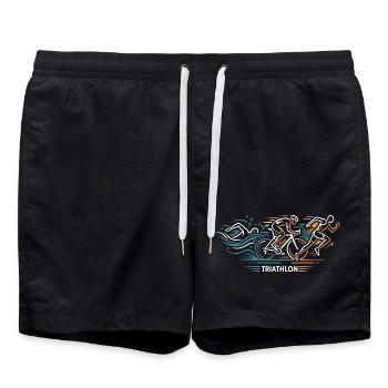 Triathlon | Swim Bike Run | Sport Geschenk - Badeshorts - Schwarz - Vorne - AI Model Male 185 light (185cm)