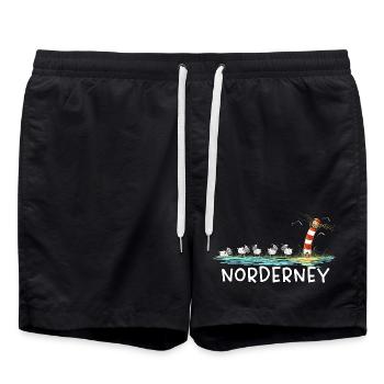 Norderney I Schafe Leuchtturm Nordsee Insel - Badeshorts - Schwarz - Vorne - AI Model Male 185 light (185cm)