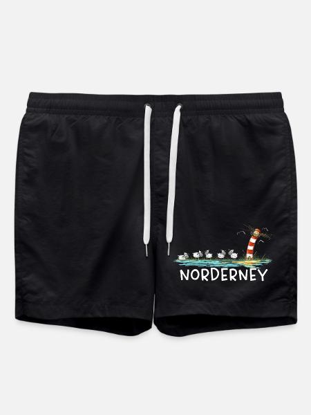 Norderney I Schafe Leuchtturm Nordsee Insel - Badeshorts - Schwarz
