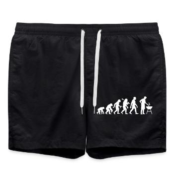 Lustige Grillen Evolution für BBQ Grillteufel - Badeshorts - Schwarz - Vorne - AI Model Male 185 light (185cm)