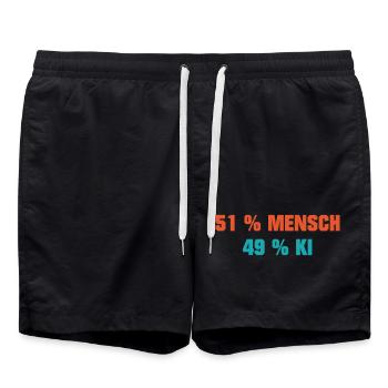 51 % Mensch · 49 % KI - Badeshorts - Schwarz - Vorne - AI Model Male 185 light (185cm)