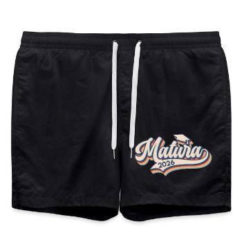 Matura 2026 Vintage Abschluss - Badeshorts - Schwarz - Vorne - AI Model Male 185 light (185cm)
